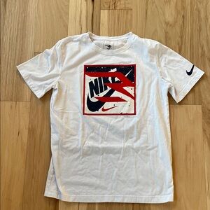 Nike White Tee with Red and Black Graphic